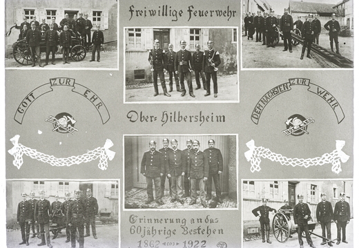 Ober-Hilbersheim (Postkarte von 1922) Feuerwehr / Postkarte zum 60jährigen Bestehen