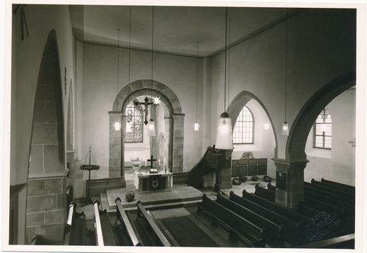 Evangelische Kirche - (Foto von 19??) Blick in das Kirchenschiff