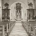 Sulzheim - (Foto von 1956) Katholische Kirche St. Philippus und Jakobus / Blick auf Hochaltar und der Statuen Apostel Philippus und Jakobus