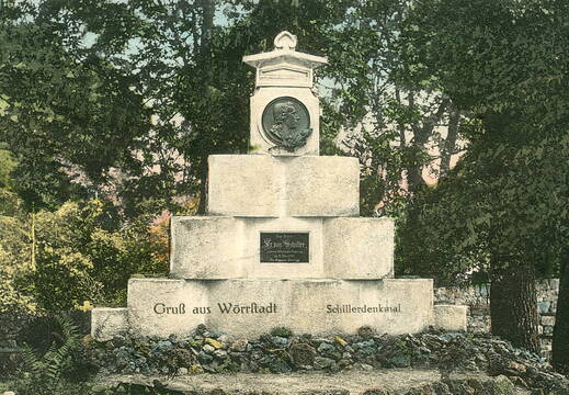 Schillerdenkmal (Postkarte von 1915)  "Gruß aus Wörrstadt" 