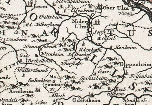 Circuli Rhenani (1689) Kartenausschnitt "Wurstadt"