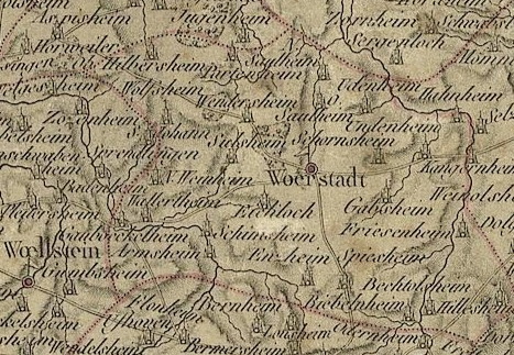 Département du Mont-Tonnerre (1800) Kartenausschnitt "Woerstadt"