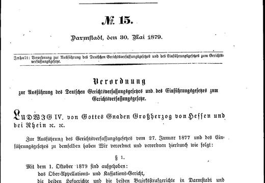 Friedensgericht 1879 / Verordnung über die Aufhebung der Friedensgerichte