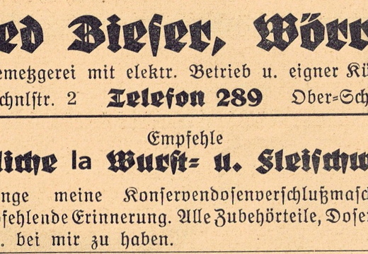 Alfred Bieser, Schweinemetzgerei 1929
