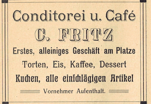 C. Fritz, Conditorei u. Cafe 1925