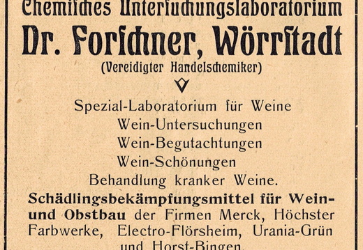 Dr. Forschner, Handelschemiker 1929