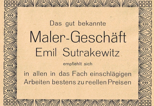 Emil Sutrakewitz, Maler-Geschäft 1929