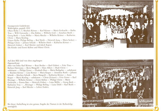 GV Liederkranz - (1932 & 1933) Operetten Waldvöglein und Zigeunerbraut mit Gruppenfoto der Bühnenkünstler:innen
