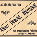 Albert Dewald, Manufakturwaren 1925