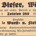 Alfred Bieser, Schweinemetzgerei 1929