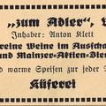 Anton Klett, Gasthaus zum Adler 1929