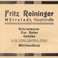 Fritz Reiniger, Milchhandlung 1929