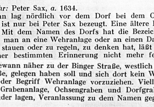 Gewann "Auf dem Wehr" / Hessisches Flurnamenbuch von 1936 für Wörrstadt 