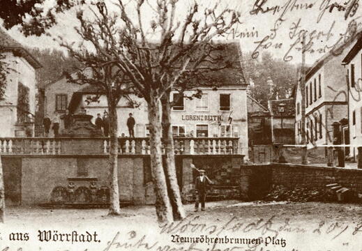 Neunröhrenplatz - (Foto von 1902) Postkarte "Gruß aus Wörrstadt"